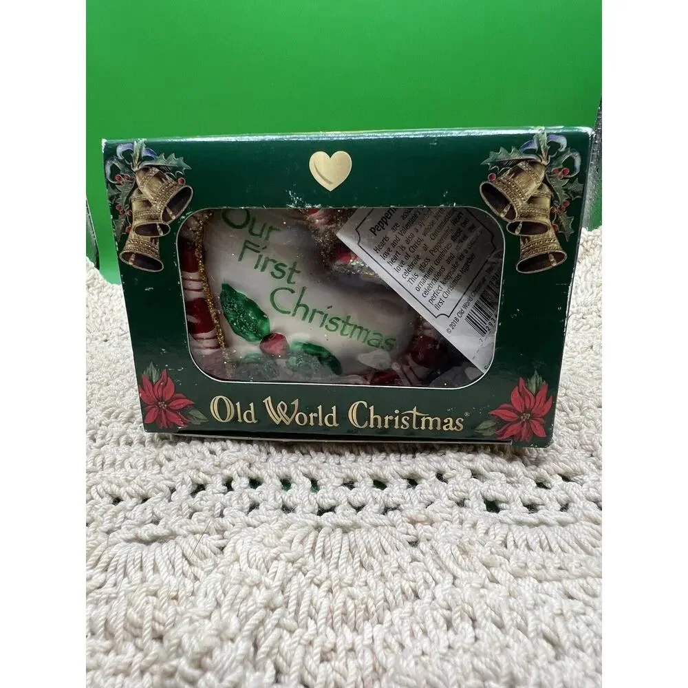 Old World Christmas Ornament-Peppermint Heart (Our First Christmas) NEW #30020‎
